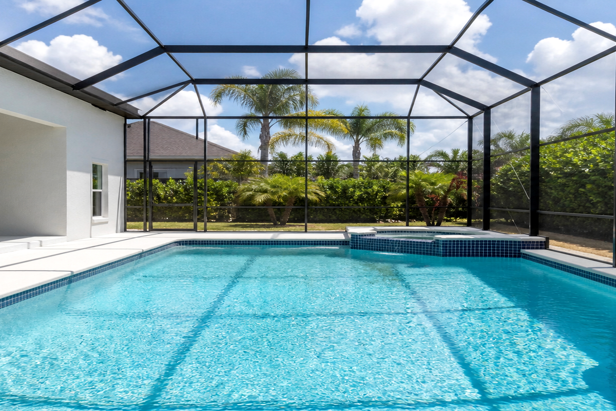 Residential pool and lanai context near Clermont